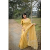 Generic Women's Silk_Blend Checked Saree With Unstitched Blouse 5.5Mtr (Yellow)
