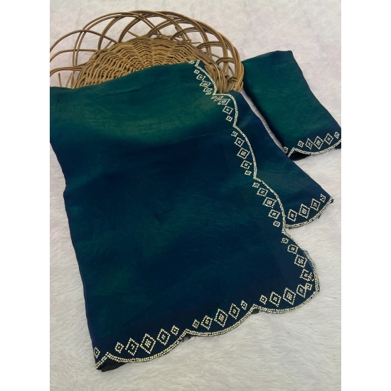Generic Women's Satin Embellished Saree With Unstitched Blouse 5.5Mtr (Bottle Green) Generic Women's Satin Embellished Saree With Unstitched Blouse 5.5Mtr (Bottle Green)