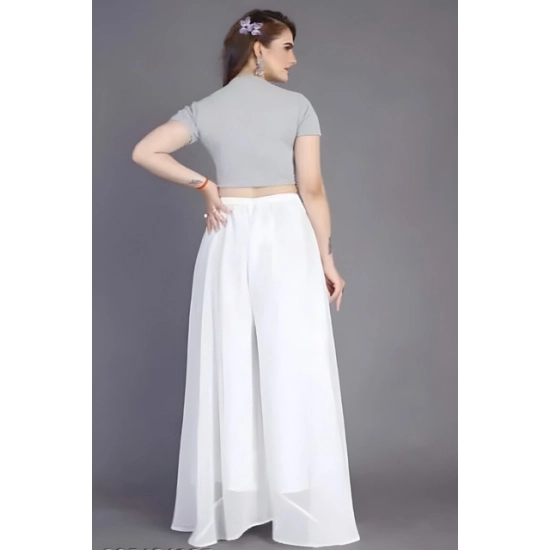 Generic Women's Pack of 1 Georgette Solid High Rise Wide Leg Flared Palazzo Pants with Elastic Waist (White) Generic Women's Pack of 1 Georgette Solid High Rise Wide Leg Flared Palazzo Pants with Elastic Waist (White)