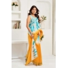 Generic Women's Faux Linen Abstract Print Ready to wear Saree With Unstitched Blouse 5.5Mtr (Multicolor)