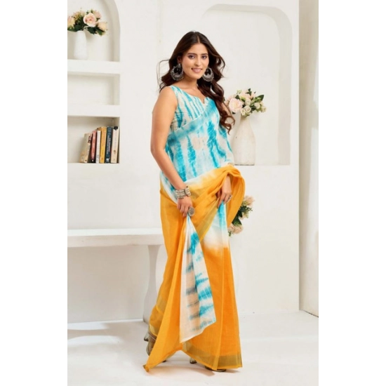 Generic Women's Faux Linen Abstract Print Ready to wear Saree With Unstitched Blouse 5.5Mtr (Multicolor) Generic Women's Faux Linen Abstract Print Ready to wear Saree With Unstitched Blouse 5.5Mtr (Multicolor)