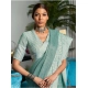 Generic Women's Linen Printed Saree With Unstitched Blouse 5.5Mtr (Sea Green)