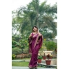 Generic Women's Faux_Banarasi Lining Pattern Saree With Unstitched Blouse 5.5Mtr (Magenta)
