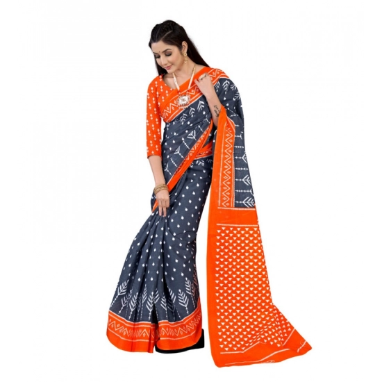 Generic Women's Soft Pure Cotton Printed Saree With Unstitched Blouse 5.5Mtr (Grey) Generic Women's Soft Pure Cotton Printed Saree With Unstitched Blouse 5.5Mtr (Grey)