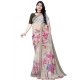 Generic Women's Georgette Floral Printed Saree With Unstitched Blouse 5.5Mtr (Beige)