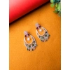 Generic Women's Brass Silver Plated Chandbali Earrings (Multicolor)