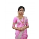 Generic Women's Soft Lichi Silk Printed Saree With Unstitched Blouse 5.5Mtr (Pink)