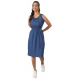 Generic Women's Denim Solid Sleeveless Dress (Blue) Generic Women's Denim Solid Sleeveless Dress (Blue)