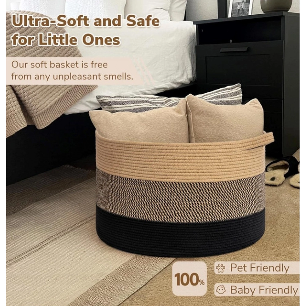 Generic Cotton Pack Of_1 Mix 16x14 Inch Storage Basket For Clothes With Out Lid (Multicolor) Generic Cotton Pack Of_1 Mix 16x14 Inch Storage Basket For Clothes With Out Lid (Multicolor)