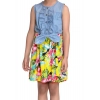 Generic Girl's Denim Floral Sleeveless Dress (Blue-Yellow) Generic Girl's Denim Floral Sleeveless Dress (Blue-Yellow)
