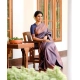 Generic Women's Litchi silk Printed Saree With Unstitched Blouse (Navy Blue)
