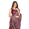 Generic Women's Cotton Blend Printed Saree With Unstitched Blouse 5.5Mtr (Wine)