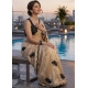 Generic Women's Viscose Silk Embroidered Saree With Unstitched Blouse 5.5Mtr (Beige)