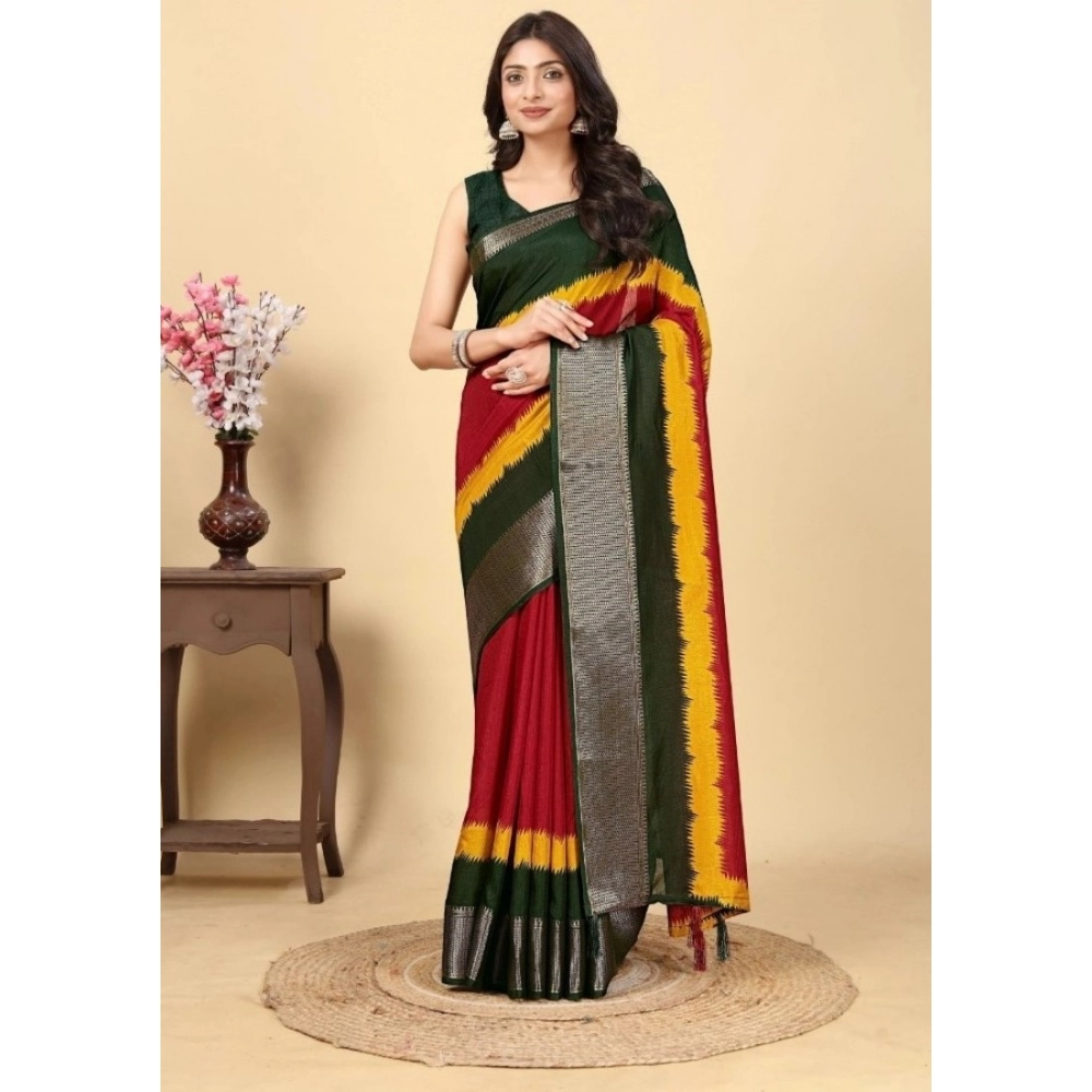Generic Women's Cotton Silk Solid Saree With Unstitched Blouse 5.5Mtr (Multicolor) Generic Women's Cotton Silk Solid Saree With Unstitched Blouse 5.5Mtr (Multicolor)