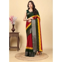 Generic Women's Cotton Silk Solid Saree With Unstitched Blouse 5.5Mtr (Multicolor)