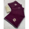 Generic Women's Chiffon Butti Dotted Saree With Unstitched Blouse 5.5Mtr (Wine)