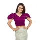 Generic Women's Jimmy Solid V Neck Puff Sleeve Readymade Blouse (Purple 38 , Alterable up to 42)-PID65843 Generic Women's Jimmy Solid V Neck Puff Sleeve Readymade Blouse (Purple 38 , Alterable up to 42)-PID65843