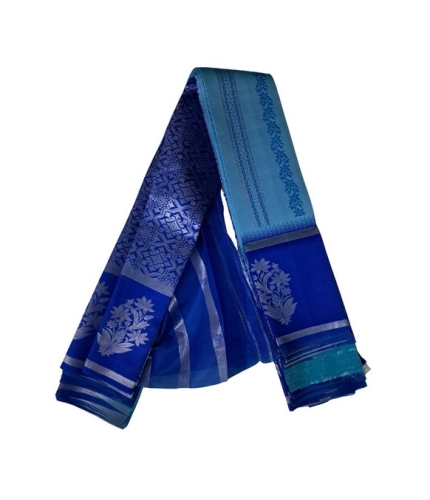 Generic Women's Soft Silk Wooven Saree With Unstitched Blouse 5.5Mtr (Royal Blue)