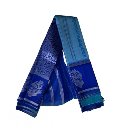 Generic Women's Soft Silk Wooven Saree With Unstitched Blouse 5.5Mtr (Royal Blue)