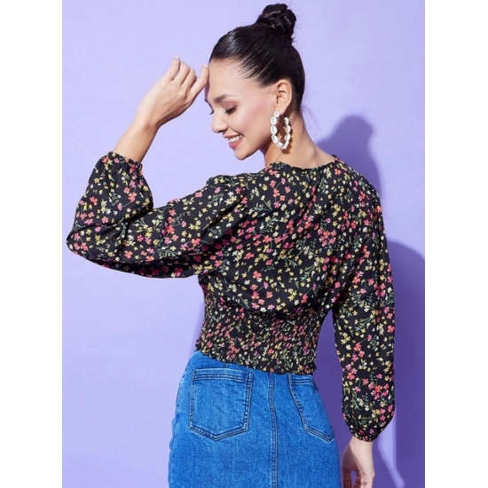 Generic Women's Polyester Floral Long Sleeves Top (Multicolor) Generic Women's Polyester Floral Long Sleeves Top (Multicolor)