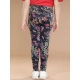 Generic Girl's Cotton Lycra Floral Elasticated Jeggings (Multicolor)