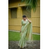 Generic Women's Faux_Banarasi Lining Pattern Saree With Unstitched Blouse 5.5Mtr (Light_Green)