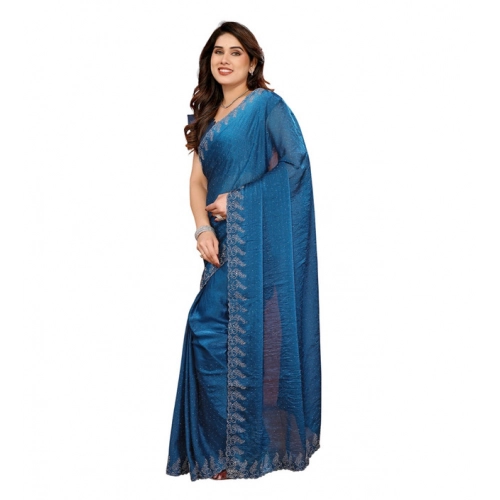 Women's Georgette Printed Saree With Unstitched Blouse 5.5Mtr (Blue) Women's Georgette Printed Saree With Unstitched Blouse 5.5Mtr (Blue)