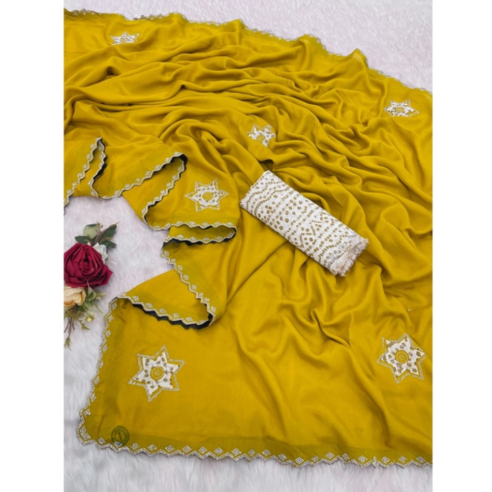 Generic Women's Chiffon Butti Dotted Saree With Unstitched Blouse 5.5Mtr (Yellow) Generic Women's Chiffon Butti Dotted Saree With Unstitched Blouse 5.5Mtr (Yellow)