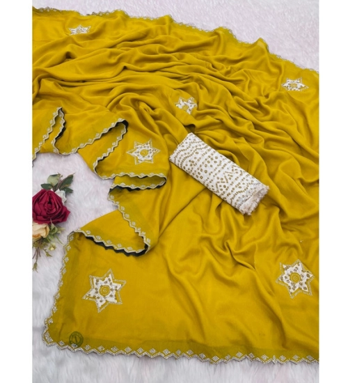 Generic Women's Chiffon Butti Dotted Saree With Unstitched Blouse 5.5Mtr (Yellow) Generic Women's Chiffon Butti Dotted Saree With Unstitched Blouse 5.5Mtr (Yellow)