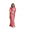 Generic Women's Soft Lichi Silk Printed Saree With Unstitched Blouse 5.5Mtr (Pink)