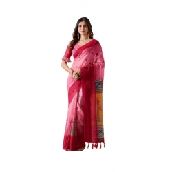 Generic Women's Georgette Printed Saree With Unstitched Blouse 5.5Mtr (Light_Pink)