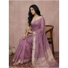 Generic Women's Cotton Printed Saree With Unstitched Blouse 5.5Mtr (Purple)