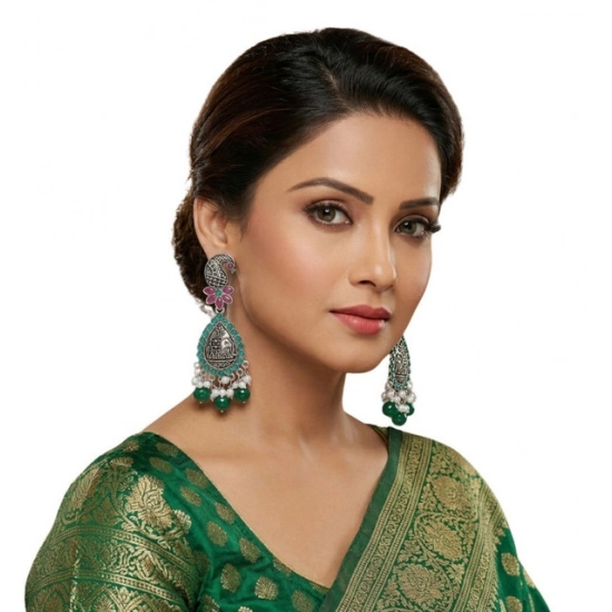 Generic Women's Zinc Alloy Gold Plated Chandbali Earrings (Multicolor) Generic Women's Zinc Alloy Gold Plated Chandbali Earrings (Multicolor)