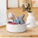 Generic Cotton 8x3 Inch Round Bedside Organizer With Out Lid (White)