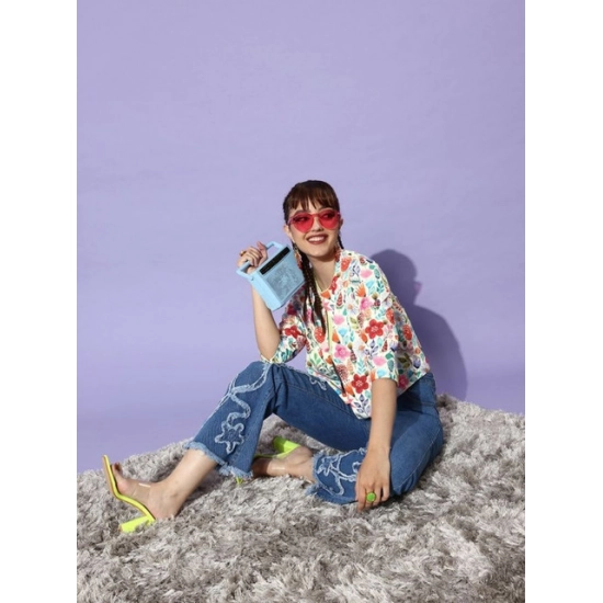Generic Women's Polyester Floral 3-4th Sleeves Shrug (Multicolor) Generic Women's Polyester Floral 3-4th Sleeves Shrug (Multicolor)