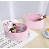 Generic Cotton 8x3 Inch Round 2 Set Bedside Organizer With Out Lid (Pink)