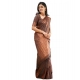 Generic Women's Soft Litchi Silk Jacquard Work Saree With Unstitched Blouse 5.5Mtr (Brown)