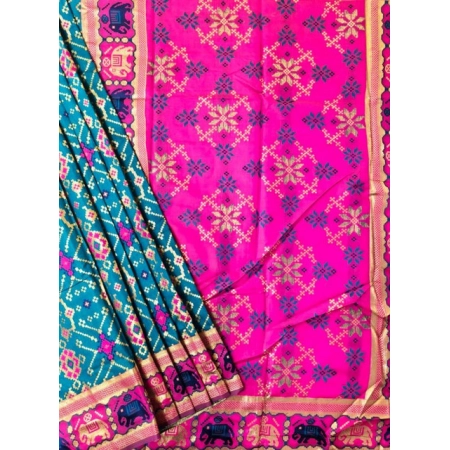 Generic Women's Patola Silk Meena And Zari Woven Saree With Unstitched Blouse 5.5Mtr (Blue) Generic Women's Patola Silk Meena And Zari Woven Saree With Unstitched Blouse 5.5Mtr (Blue)