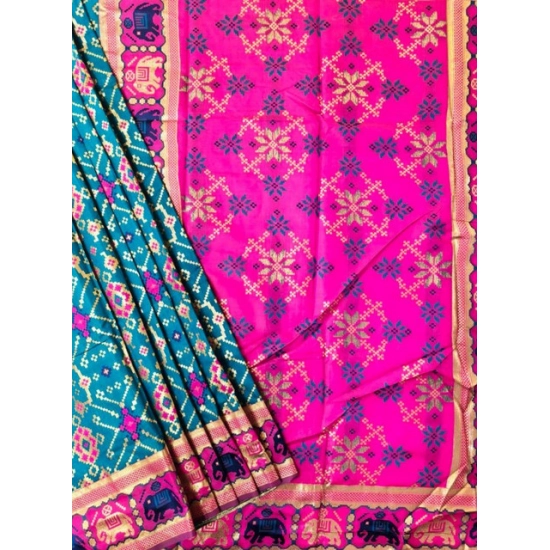 Generic Women's Patola Silk Meena And Zari Woven Saree With Unstitched Blouse 5.5Mtr (Blue) Generic Women's Patola Silk Meena And Zari Woven Saree With Unstitched Blouse 5.5Mtr (Blue)