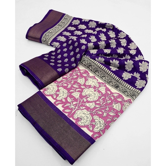 Generic Women's Cotton Blend Printed Saree With Unstitched Blouse 5.5Mtr (Purple) Generic Women's Cotton Blend Printed Saree With Unstitched Blouse 5.5Mtr (Purple)