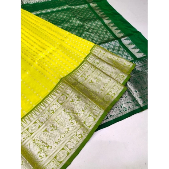 Generic Women's Soft Litchi Silk Jacquard Work Saree With Unstitched Blouse 5.5Mtr (Yellow) Generic Women's Soft Litchi Silk Jacquard Work Saree With Unstitched Blouse 5.5Mtr (Yellow)