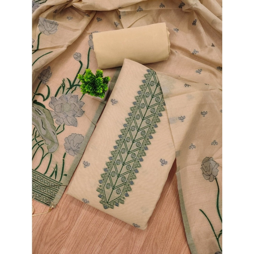 Generic Women's Banarasi Silk Printed Unstitched Salwar Suit Material With Dupatta (Cream, 3Mtrs) Generic Women's Banarasi Silk Printed Unstitched Salwar Suit Material With Dupatta (Cream, 3Mtrs)