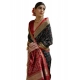 Generic Women's Silk_Blend Ethnic Ikat Pattern Saree With Unstitched Blouse 5.5Mtr (Black)