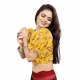 Generic Women's Organza Printed V Neck Puff Sleeve Readymade Blouse (Mustard 38 , Alterable up to 42)-PID65867 Generic Women's Organza Printed V Neck Puff Sleeve Readymade Blouse (Mustard 38 , Alterable up to 42)-PID65867