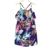Generic Girl's Rayon Printed Shoulder Straps Dress (Navy Blue)
