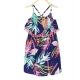 Generic Girl's Rayon Printed Shoulder Straps Dress (Navy Blue)