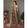 Generic Women's Chiffon Printed Saree With Unstitched Blouse 5.5Mtr (Beige)