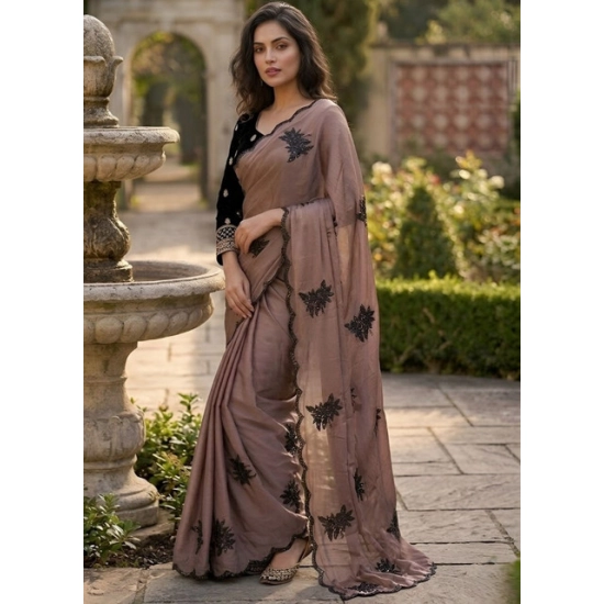 Generic Women's Viscose Silk Embroidered Saree With Unstitched Blouse 5.5Mtr (Brown) Generic Women's Viscose Silk Embroidered Saree With Unstitched Blouse 5.5Mtr (Brown)