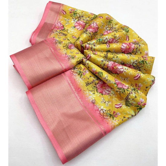 Generic Women's Cotton Silk Floral Printed Saree With Unstitched Blouse 5.5Mtr (Yellow) Generic Women's Cotton Silk Floral Printed Saree With Unstitched Blouse 5.5Mtr (Yellow)