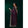 Generic Women's Net Sequence Saree With Unstitched Blouse 5.5Mtr (Wine)